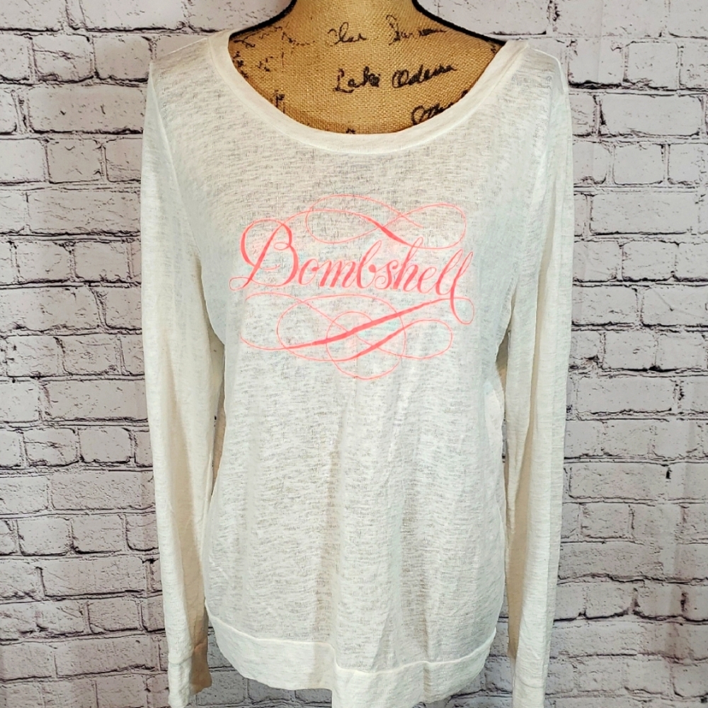 Victoria's Secret White 'Bombshell' Long Sleeve T-Shirt Size L